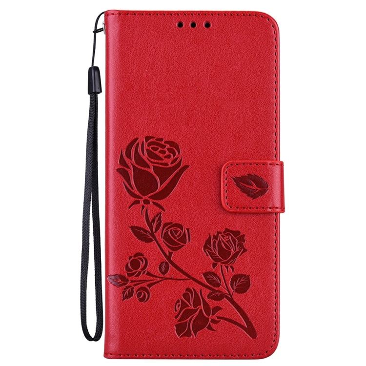 For Xiaomi Redmi Note 13 Pro 5G / Poco X6 Rose Embossed Flip PU Leather Phone Case(Red)