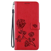 For Xiaomi Redmi Note 13 Pro 5G / Poco X6 Rose Embossed Flip PU Leather Phone Case(Red)
