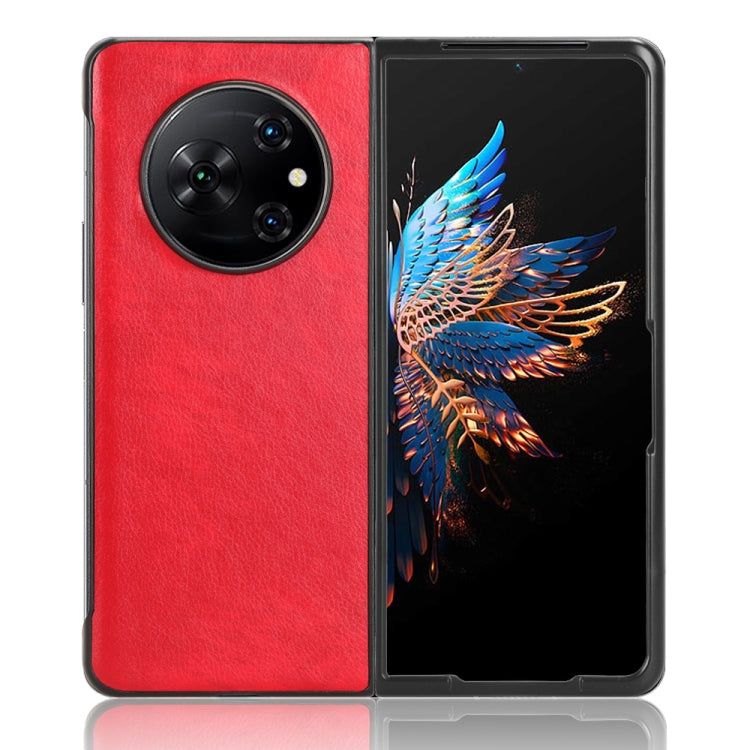 For Tecno Phantom V Fold Litchi Texture Back Cover Phone Case(Red)