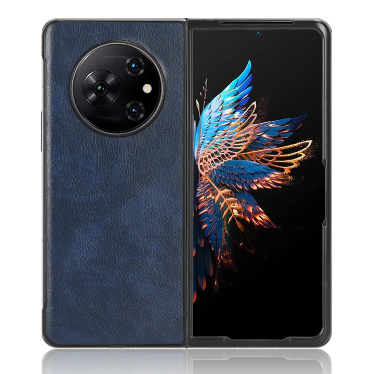 For Tecno Phantom V Fold Litchi Texture Back Cover Phone Case(Blue)