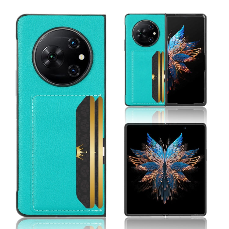 For Tecno Phantom V Fold Litchi Texture Card Slots Back Cover Phone Case(Green)