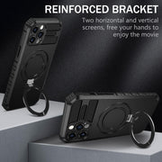 For iPhone 12 Pro Max MagSafe Magnetic Holder Phone Case(Black)