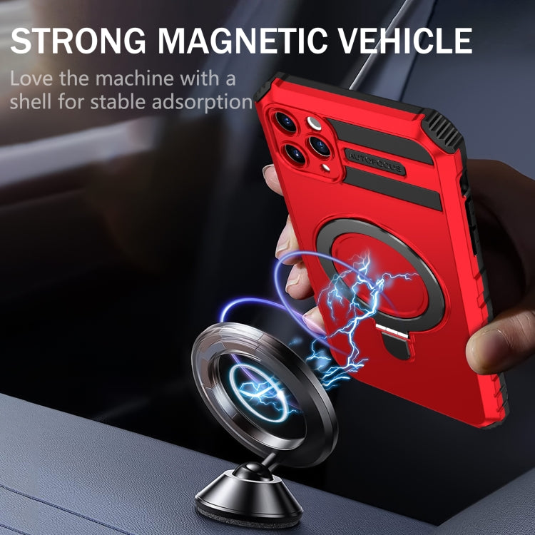 For iPhone 11 Pro MagSafe Magnetic Holder Phone Case(Red)