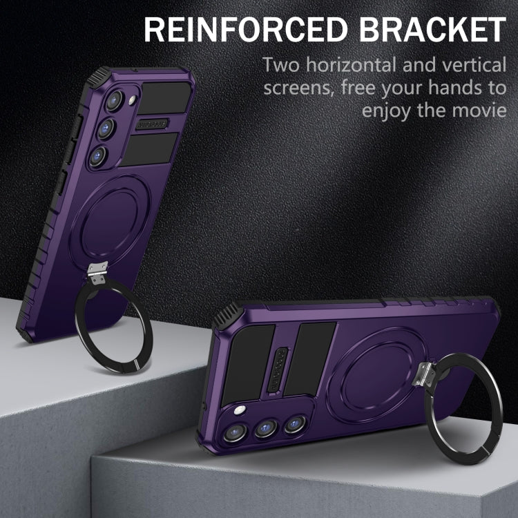 For Samsung Galaxy S23+ 5G MagSafe Magnetic Holder Phone Case(Purple)
