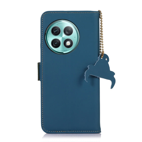 For OnePlus Ace 2 Pro Genuine Leather Magnetic RFID Leather Phone Case(Blue)