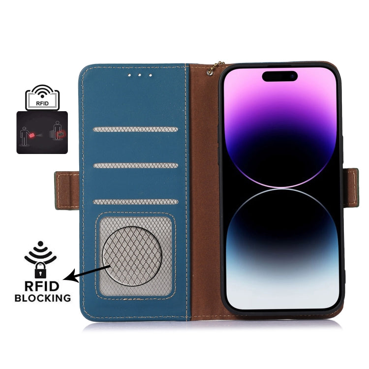 For OnePlus Ace 2 Pro Genuine Leather Magnetic RFID Leather Phone Case(Blue)