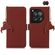 For OnePlus 12 Genuine Leather Magnetic RFID Leather Phone Case(Coffee) - OnePlus Cases by PMC TechLife | Online Shopping South Africa | PMC TechLife | Buy Now Pay Later Mobicred