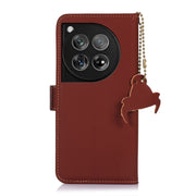 For OnePlus 12 Genuine Leather Magnetic RFID Leather Phone Case(Coffee)