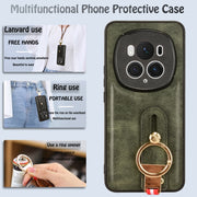 For Honor Magic6 Pro Wristband Leather Back Phone Case(Green)