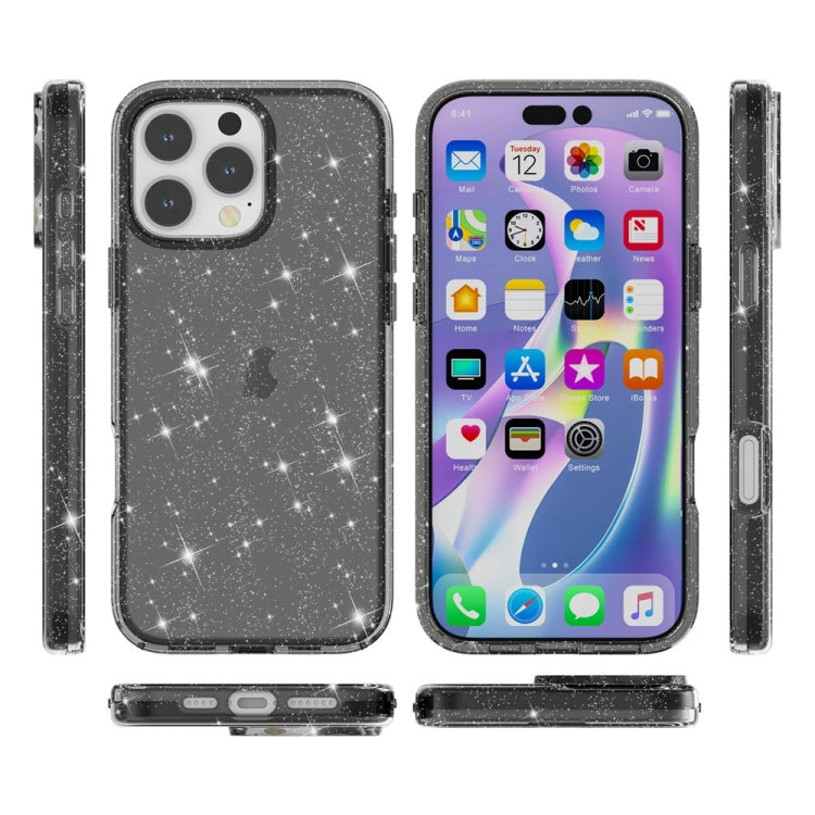 For iPhone 16 Pro Shockproof Terminator Glitter Powder Phone Case(Black)