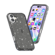 For iPhone 16 Plus Shockproof Terminator Glitter Powder Phone Case(Black)