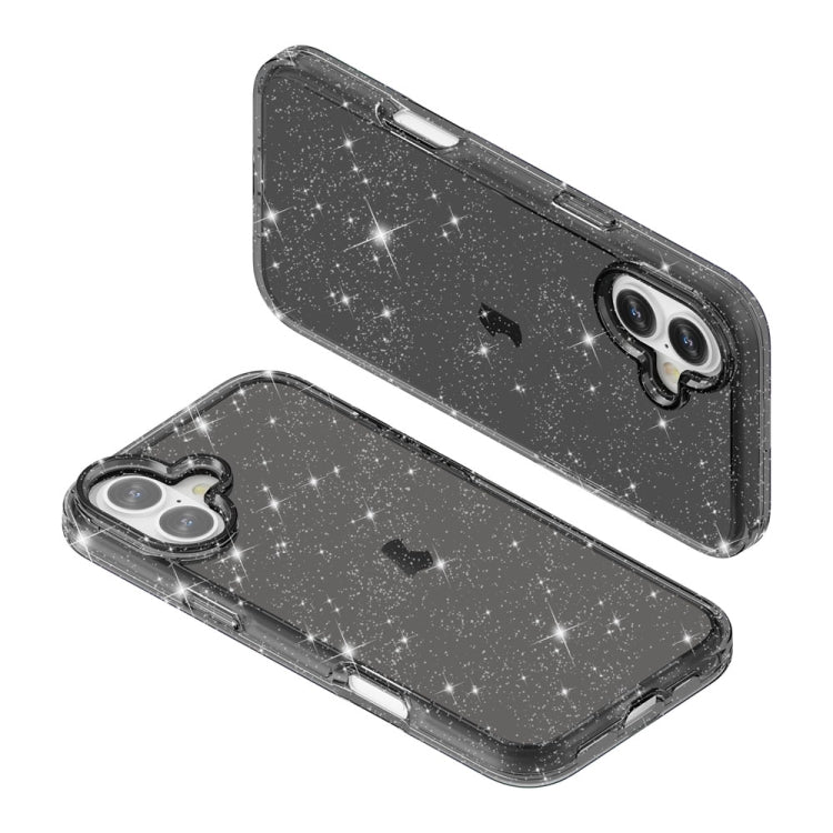 For iPhone 16 Plus Shockproof Terminator Glitter Powder Phone Case(Black)