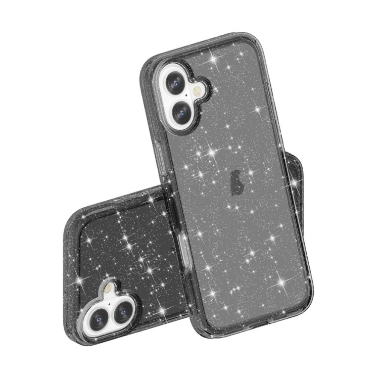 For iPhone 16 Plus Shockproof Terminator Glitter Powder Phone Case(Black)