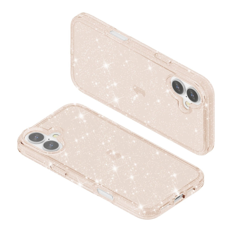 For iPhone 16 Plus Shockproof Terminator Glitter Powder Phone Case(Gold)