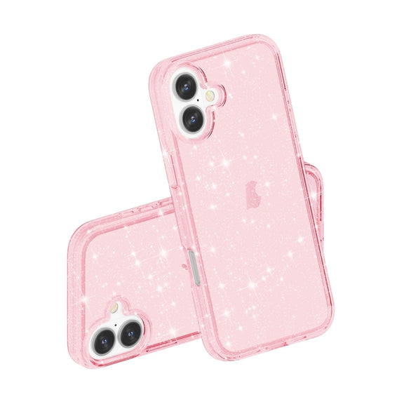 For iPhone 16 Shockproof Terminator Glitter Powder Phone Case(Pink)