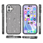 For iPhone 16 Shockproof Terminator Glitter Powder Phone Case(Black)