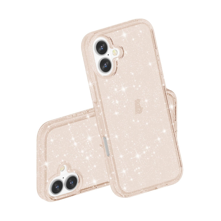 For iPhone 16 Shockproof Terminator Glitter Powder Phone Case(Gold)