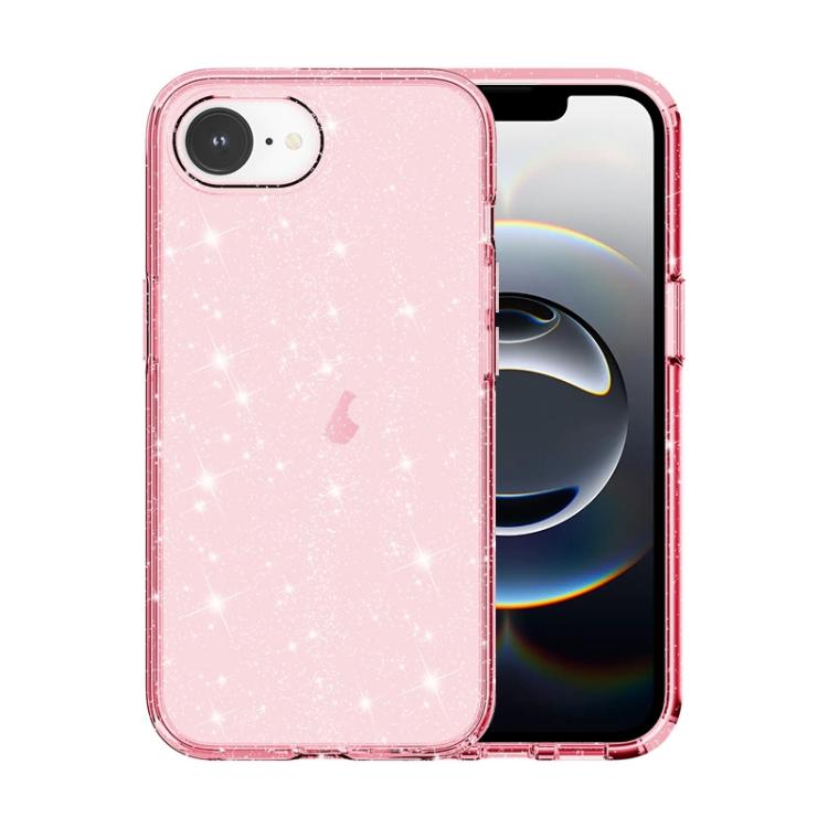 For iPhone 16e Shockproof Terminator Glitter Powder Phone Case(Pink)