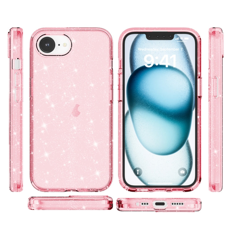 For iPhone 16e Shockproof Terminator Glitter Powder Phone Case(Pink)