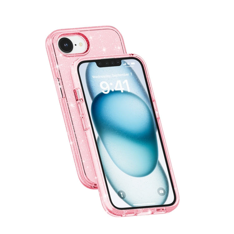 For iPhone 16e Shockproof Terminator Glitter Powder Phone Case(Pink)