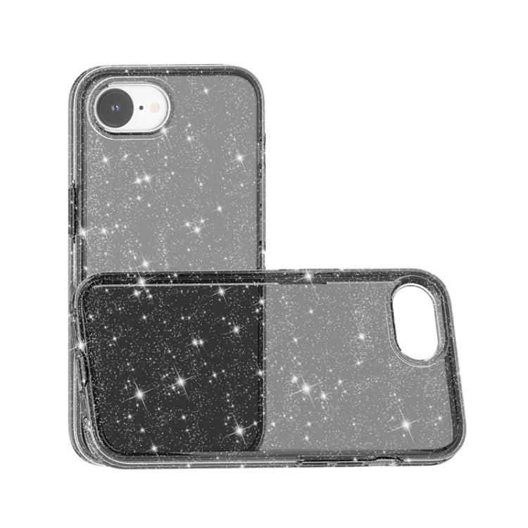 For iPhone 16e Shockproof Terminator Glitter Powder Phone Case(Black)