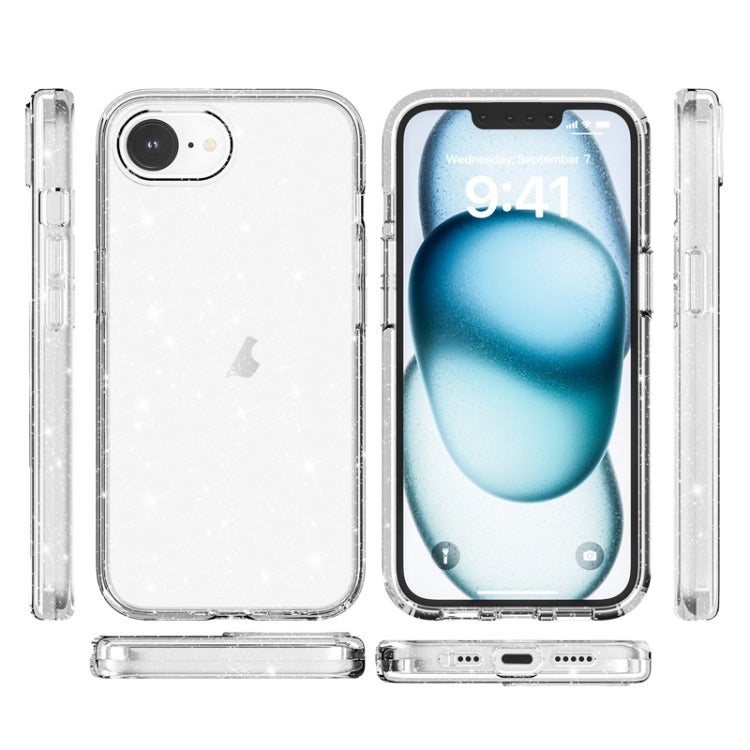 For iPhone 16e Shockproof Terminator Glitter Powder Phone Case(White)