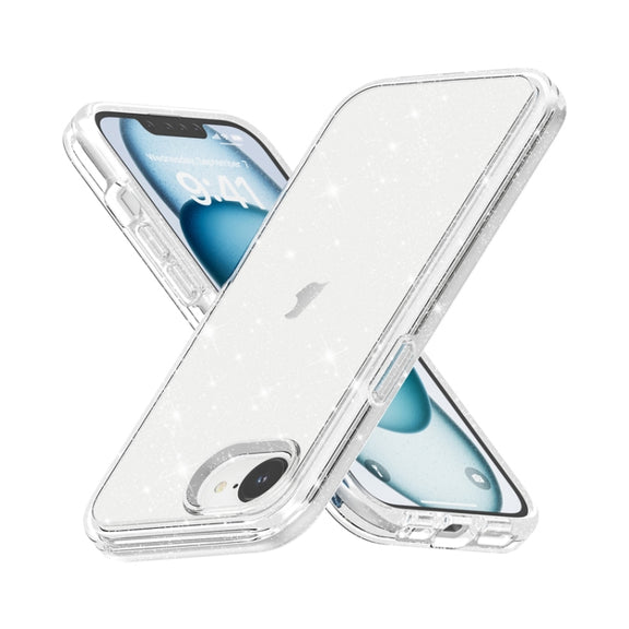 For iPhone 16e Shockproof Terminator Glitter Powder Phone Case(White)
