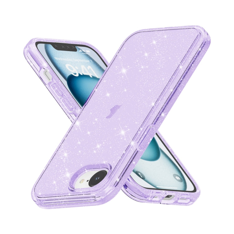 For iPhone 16e Shockproof Terminator Glitter Powder Phone Case(Purple)