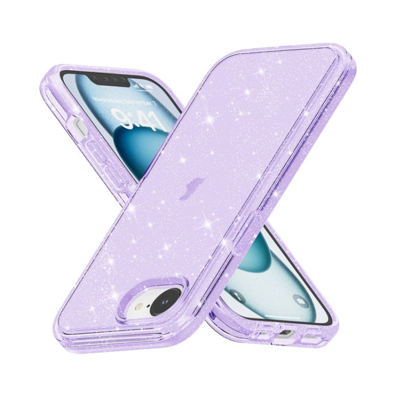 For iPhone 16e Shockproof Terminator Glitter Powder Phone Case(Purple)