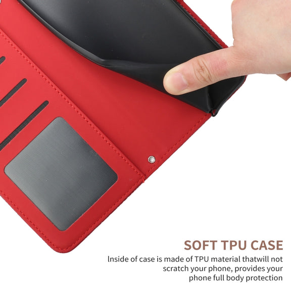 For OnePlus 12R 5G Global Skin Feel Butterfly Peony Embossed Leather Phone Case(Red)