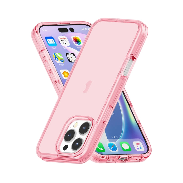 For iPhone 16 Pro Shockproof Terminator Transparent Phone Case(Pink)