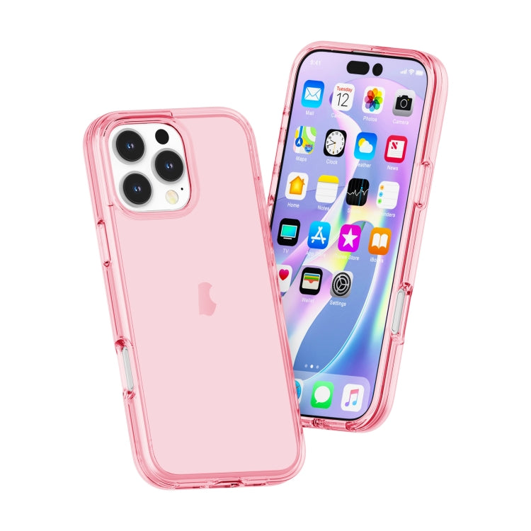 For iPhone 16 Pro Shockproof Terminator Transparent Phone Case(Pink)