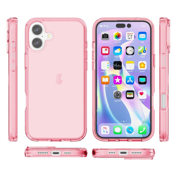 For iPhone 16 Shockproof Terminator Transparent Phone Case(Pink)