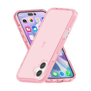 For iPhone 16 Shockproof Terminator Transparent Phone Case(Pink)