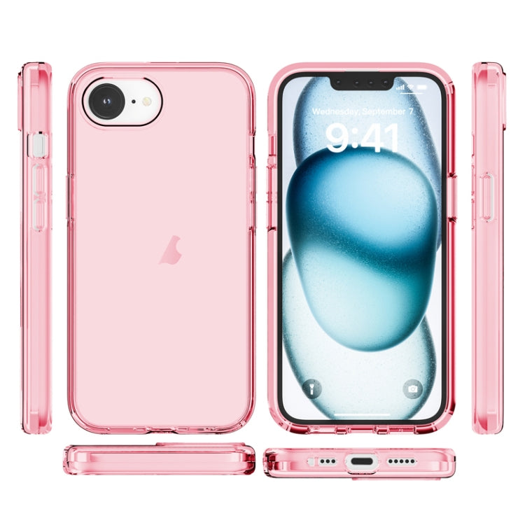 For iPhone 16e Shockproof Terminator Transparent Phone Case(Pink)