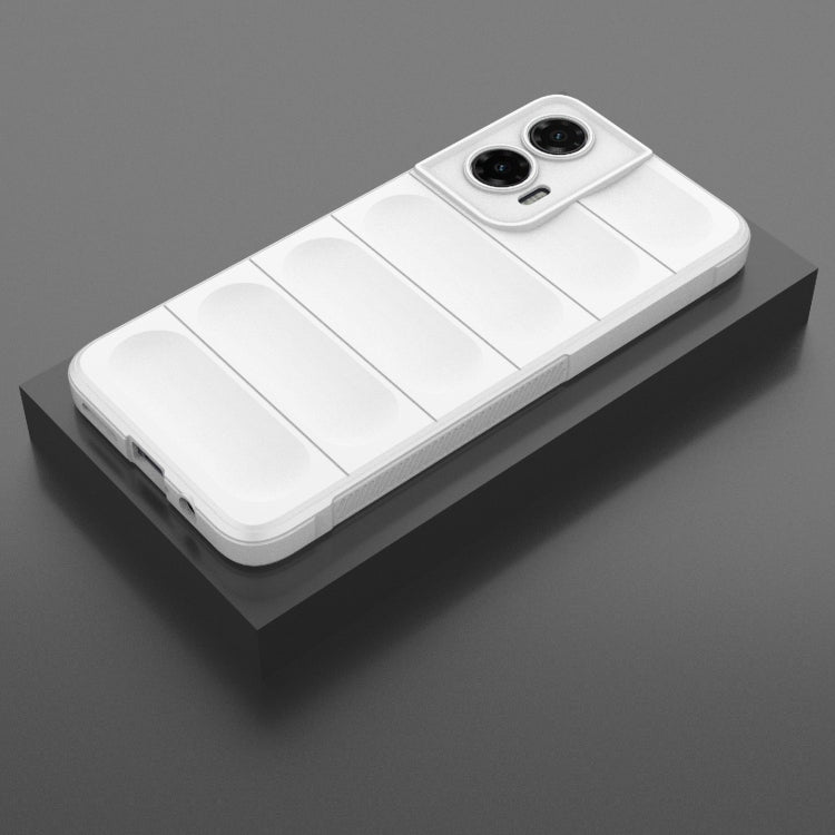 For Motorola Moto G35 5G Global Magic Shield TPU + Flannel Phone Case(White)