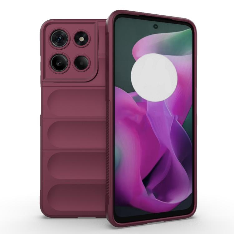 For Motorola Moto G15 4G Global Magic Shield TPU + Flannel Phone Case(Wine Red)