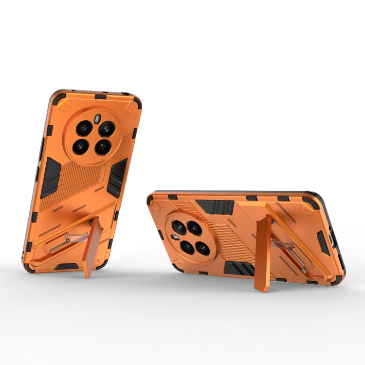 For Realme 12+ 5G Global Punk Armor 2 in 1 PC + TPU Phone Case with Holder(Orange)