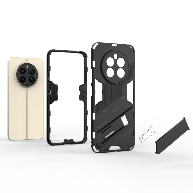 For Realme 12+ 5G Global Punk Armor 2 in 1 PC + TPU Phone Case with Holder(Orange)