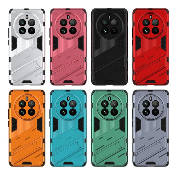 For Realme 12 Pro 5G Global Punk Armor 2 in 1 PC + TPU Phone Case with Holder(Red)