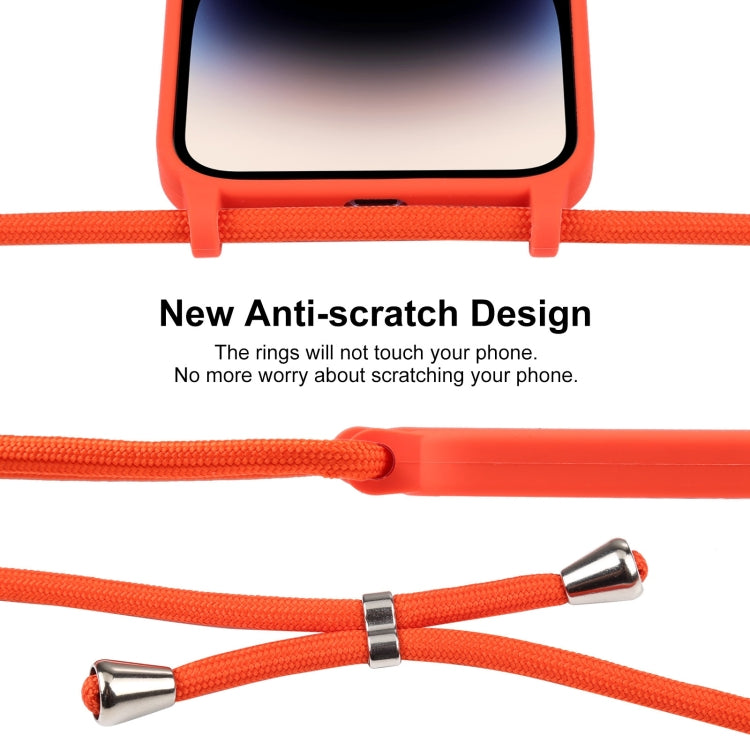 For iPhone 16 Plus Crossbody Lanyard Liquid Silicone Case(Orange)