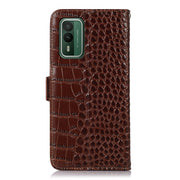 For Nokia XR21 Crocodile Top Layer Cowhide Leather Phone Case(Brown)