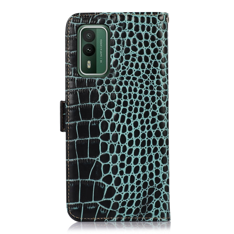 For Nokia XR21 Crocodile Top Layer Cowhide Leather Phone Case(Green)
