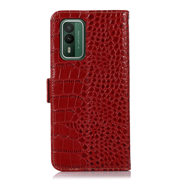 For Nokia XR21 Crocodile Top Layer Cowhide Leather Phone Case(Red)