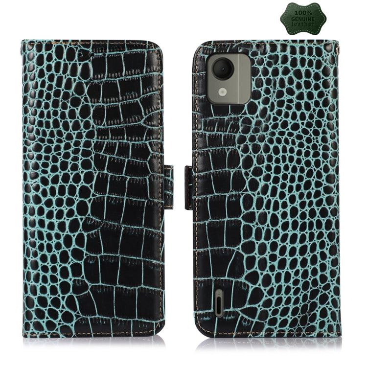 For Nokia C110 Crocodile Top Layer Cowhide Leather Phone Case(Green)