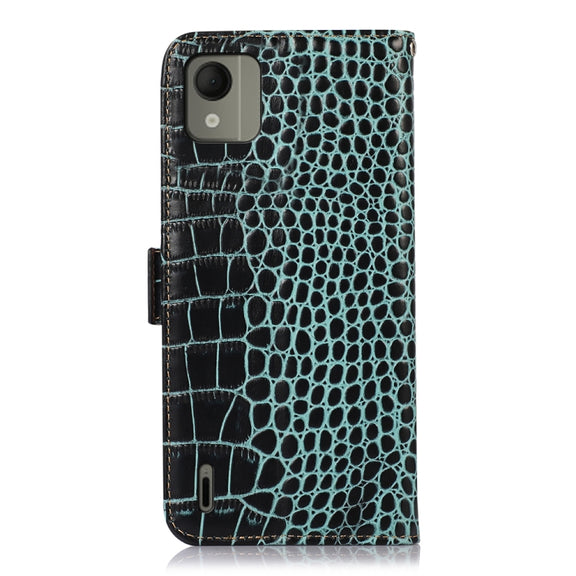 For Nokia C110 Crocodile Top Layer Cowhide Leather Phone Case(Green)