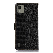 For Nokia C110 Crocodile Top Layer Cowhide Leather Phone Case(Black)