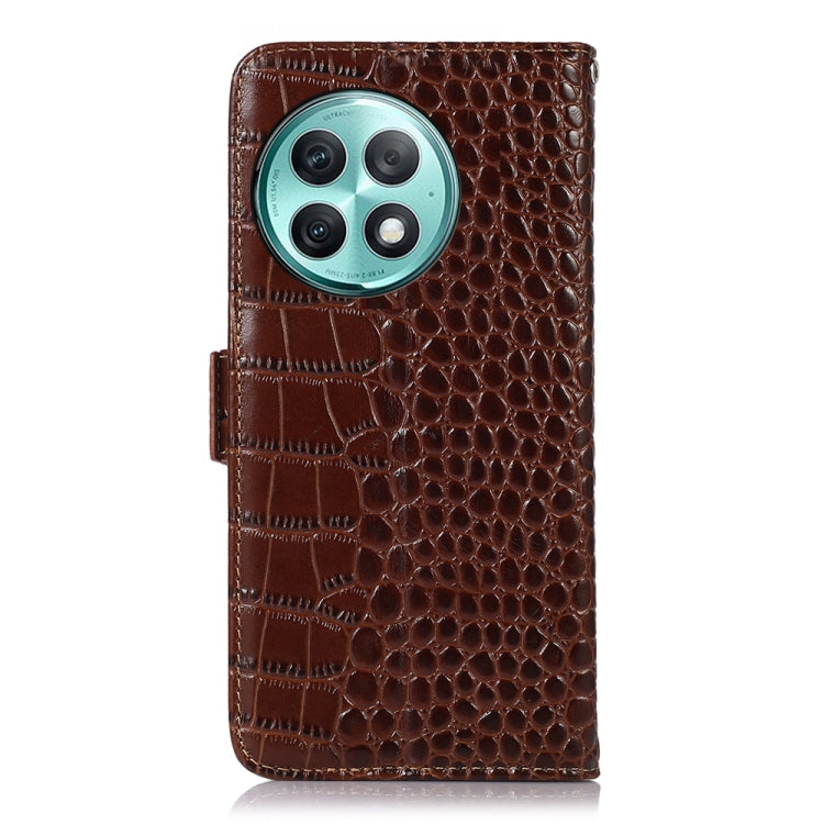 For OnePlus Ace 2 Pro Crocodile Top Layer Cowhide Leather Phone Case(Brown)