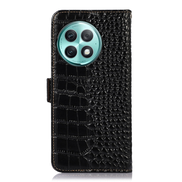 For OnePlus Ace 2 Pro Crocodile Top Layer Cowhide Leather Phone Case(Black)