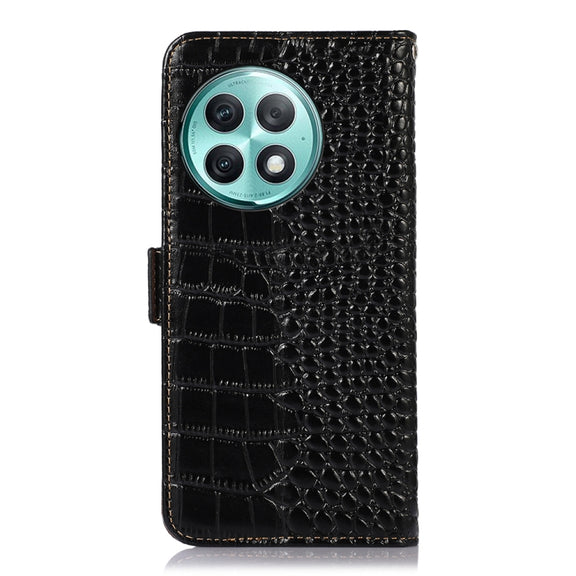 For OnePlus Ace 2 Pro Crocodile Top Layer Cowhide Leather Phone Case(Black)